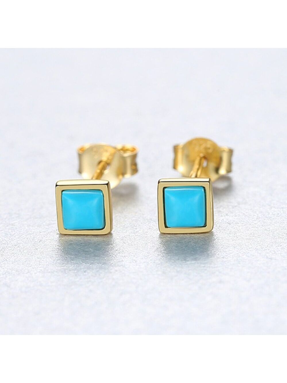 3mm Sterling Silver Square Opal Stud Earrings - Picture 2 of 6
